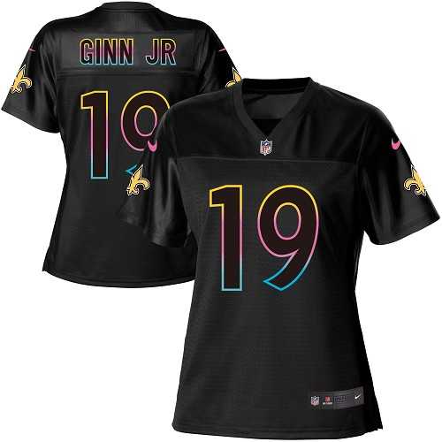 Women's Nike New Orleans Saints #19 Ted Ginn Jr Black NFL Fashion Game Jersey