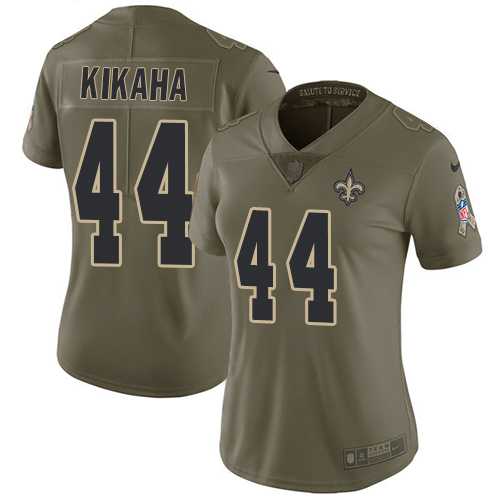 Women's Nike New Orleans Saints #44 Hau'oli Kikaha Olive Stitched NFL Limited 2017 Salute to Service Jersey