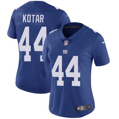 Women's Nike New York Giants #44 Doug Kotar Royal Blue Team Color Stitched NFL Vapor Untouchable Limited Jersey