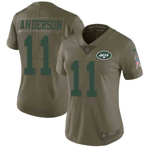 Women's Nike New York Jets #11 Robby Anderson Olive Stitched NFL Limited 2017 Salute to Service Jersey
