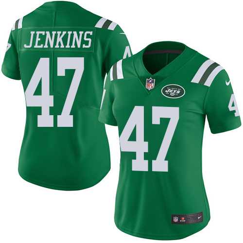 Women's Nike New York Jets #47 Jordan Jenkins Green Stitched NFL Limited Rush Jersey