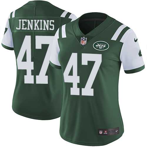 Women's Nike New York Jets #47 Jordan Jenkins Green Team Color Stitched NFL Vapor Untouchable Limited Jersey