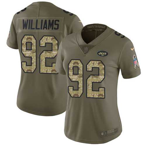 Women's Nike New York Jets #92 Leonard Williams Olive Camo Stitched NFL Limited 2017 Salute to Service Jersey