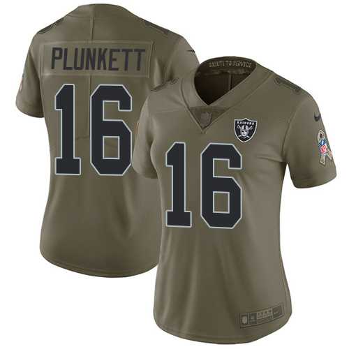 Women's Nike Oakland Raiders #16 Jim Plunkett Olive Stitched NFL Limited 2017 Salute to Service Jersey