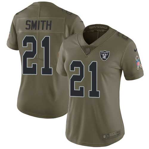 Women's Nike Oakland Raiders #21 Sean Smith Olive Stitched NFL Limited 2017 Salute to Service Jersey
