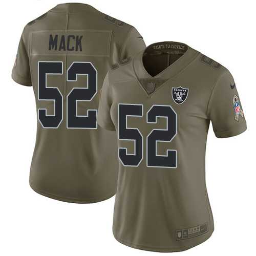 Women's Nike Oakland Raiders #52 Khalil Mack Olive Stitched NFL Limited 2017 Salute to Service Jersey