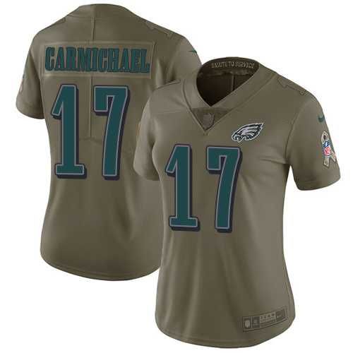 Women's Nike Philadelphia Eagles #17 Harold Carmichael Olive Stitched NFL Limited 2017 Salute to Service Jersey
