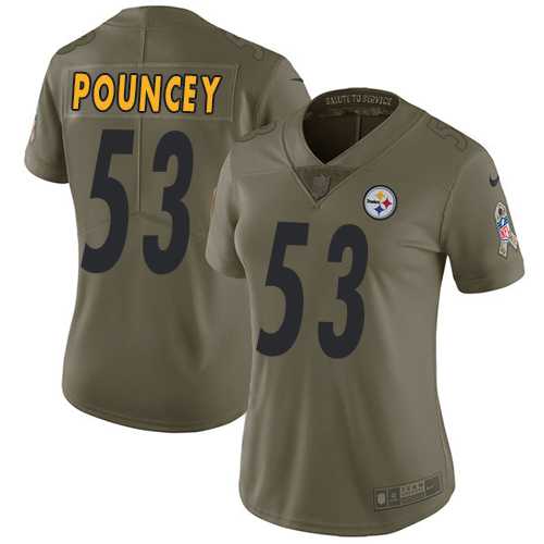 Women's Nike Pittsburgh Steelers #53 Maurkice Pouncey Olive Stitched NFL Limited 2017 Salute to Service Jersey