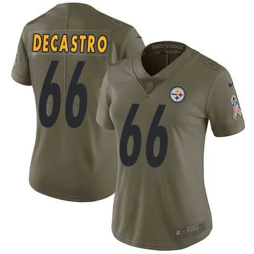 Women's Nike Pittsburgh Steelers #66 David DeCastro Olive Stitched NFL Limited 2017 Salute to Service Jersey