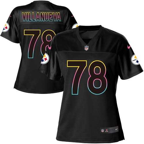 Women's Nike Pittsburgh Steelers #78 Alejandro Villanueva Black NFL Fashion Game Jersey