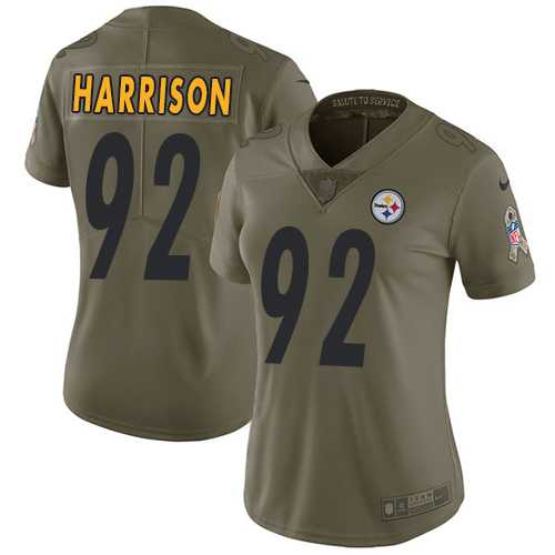 Women's Nike Pittsburgh Steelers #92 James Harrison Olive Stitched NFL Limited 2017 Salute to Service Jersey