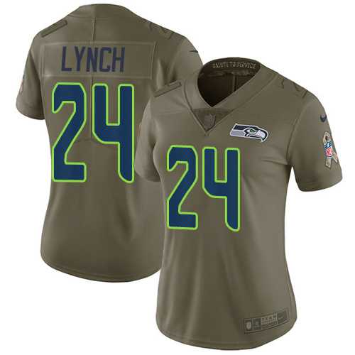 Women's Nike Seattle Seahawks #24 Marshawn Lynch Olive Stitched NFL Limited 2017 Salute to Service Jersey