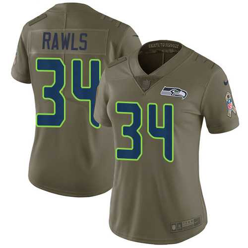 Women's Nike Seattle Seahawks #34 Thomas Rawls Olive Stitched NFL Limited 2017 Salute to Service Jersey
