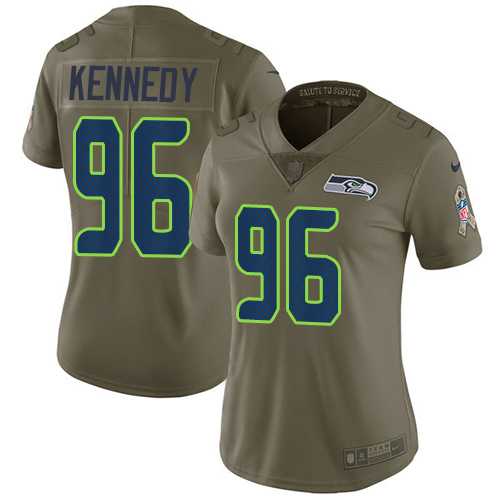 Women's Nike Seattle Seahawks #96 Cortez Kennedy Olive Stitched NFL Limited 2017 Salute to Service Jersey