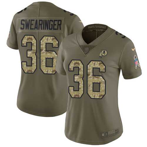 Women's Nike Washington Redskins #36 D.J. Swearinger Olive Camo Stitched NFL Limited 2017 Salute to Service Jersey