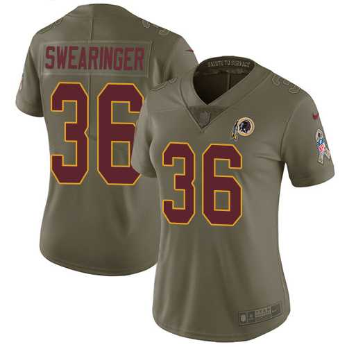 Women's Nike Washington Redskins #36 D.J. Swearinger Olive Stitched NFL Limited 2017 Salute to Service Jersey