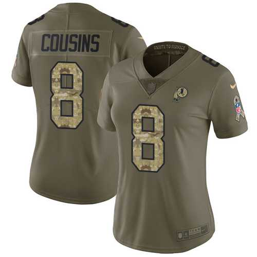 Women's Nike Washington Redskins #8 Kirk Cousins Olive Camo Stitched NFL Limited 2017 Salute to Service Jersey