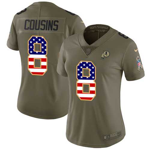 Women's Nike Washington Redskins #8 Kirk Cousins Olive USA Flag Stitched NFL Limited 2017 Salute to Service Jersey