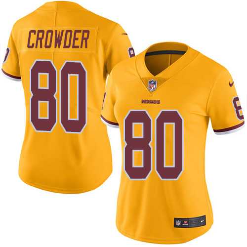 Women's Nike Washington Redskins #80 Jamison Crowder Gold Stitched NFL Limited Rush Jersey