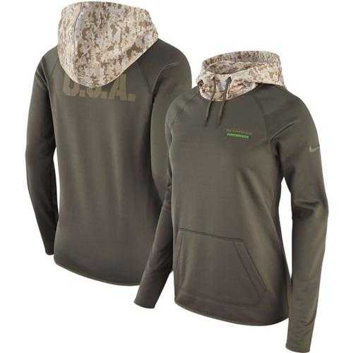 Women's Seattle Seahawks Nike Olive Salute to Service Performance Pullover Hoodie