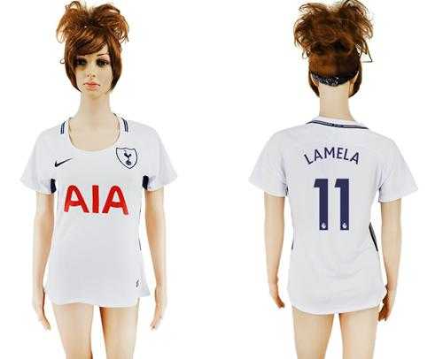 Women's Tottenham Hotspur #11 Lamela Home Soccer Club Jersey