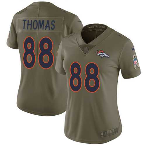 Womens Nike Denver Broncos #88 Demaryius Thomas Olive Stitched NFL Limited 2017 Salute to Service Jersey