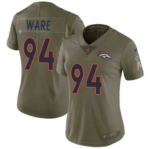 Womens Nike Denver Broncos #94 DeMarcus Ware Olive Stitched NFL Limited 2017 Salute to Service Jersey