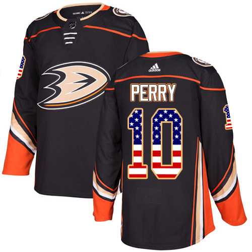 Youth Adidas Anaheim Ducks #10 Corey Perry Black Home Authentic USA Flag Stitched NHL Jersey