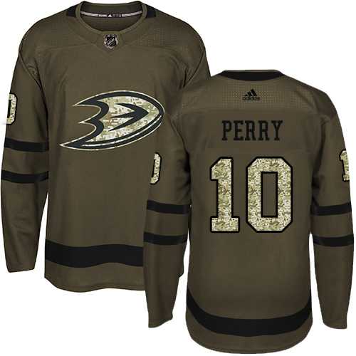 Youth Adidas Anaheim Ducks #10 Corey Perry Green Salute to Service Stitched NHL Jersey