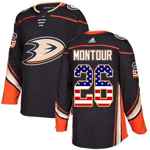 Youth Adidas Anaheim Ducks #26 Brandon Montour Black Home Authentic USA Flag Stitched NHL Jersey