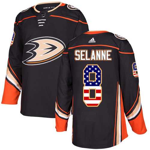 Youth Adidas Anaheim Ducks #8 Teemu Selanne Black Home Authentic USA Flag Stitched NHL Jersey