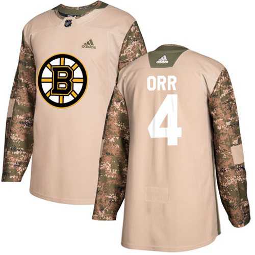 Youth Adidas Boston Bruins #4 Bobby Orr Camo Authentic 2017 Veterans Day Stitched NHL Jersey