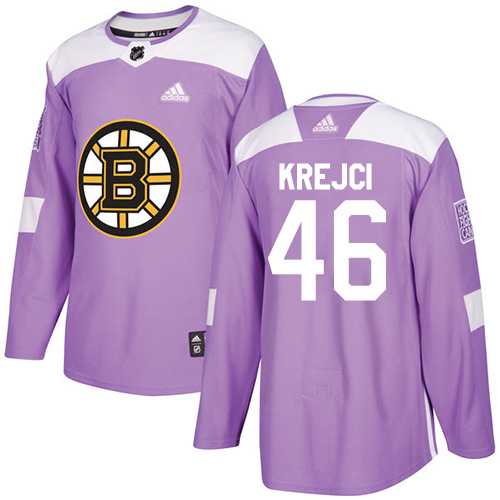 Youth Adidas Boston Bruins #46 David Krejci Purple Authentic Fights Cancer Stitched NHL Jersey