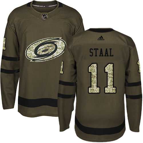 Youth Adidas Carolina Hurricanes #11 Jordan Staal Green Salute to Service Stitched NHL Jersey