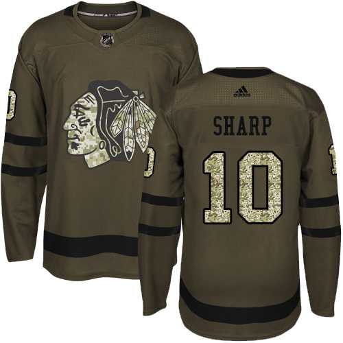 Youth Adidas Chicago Blackhawks #10 Patrick Sharp Green Salute to Service Stitched NHL Jersey