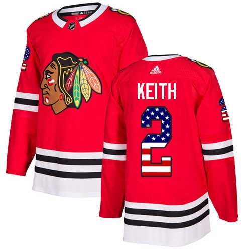 Youth Adidas Chicago Blackhawks #2 Duncan Keith Red Home Authentic USA Flag Stitched NHL Jersey