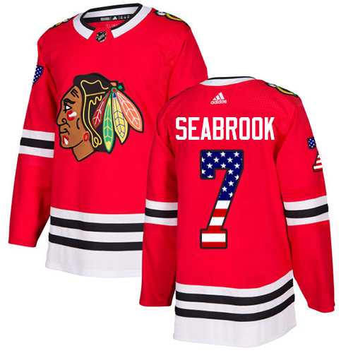 Youth Adidas Chicago Blackhawks #7 Brent Seabrook Red Home Authentic USA Flag Stitched NHL Jersey