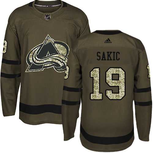 Youth Adidas Colorado Avalanche #19 Joe Sakic Green Salute to Service Stitched NHL Jersey