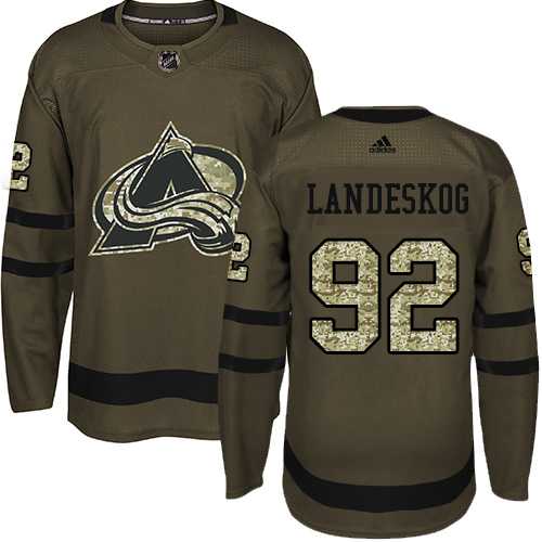 Youth Adidas Colorado Avalanche #92 Gabriel Landeskog Green Salute to Service Stitched NHL Jersey