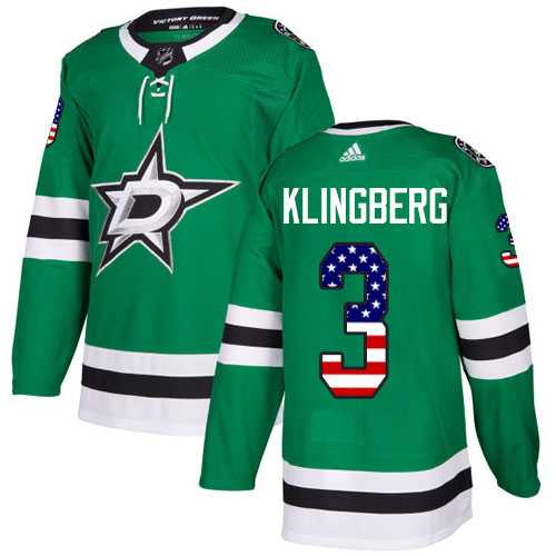 Youth Adidas Dallas Stars #3 John Klingberg Green Home Authentic USA Flag Stitched NHL Jersey