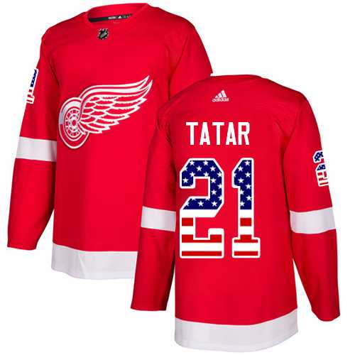 Youth Adidas Detroit Red Wings #21 Tomas Tatar Red Home Authentic USA Flag Stitched NHL Jersey