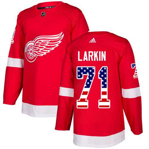 Youth Adidas Detroit Red Wings #71 Dylan Larkin Red Home Authentic USA Flag Stitched NHL Jersey
