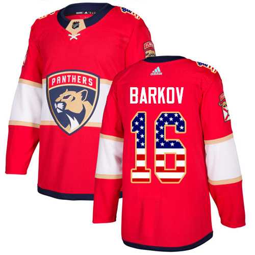 Youth Adidas Florida Panthers #16 Aleksander Barkov Red Home Authentic USA Flag Stitched NHL Jersey