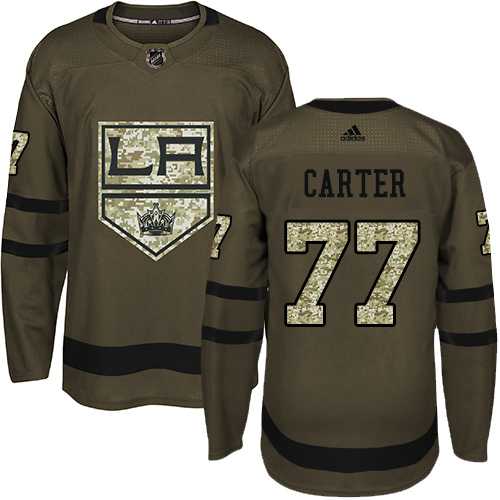 Youth Adidas Los Angeles Kings #77 Jeff Carter Green Salute to Service Stitched NHL Jersey