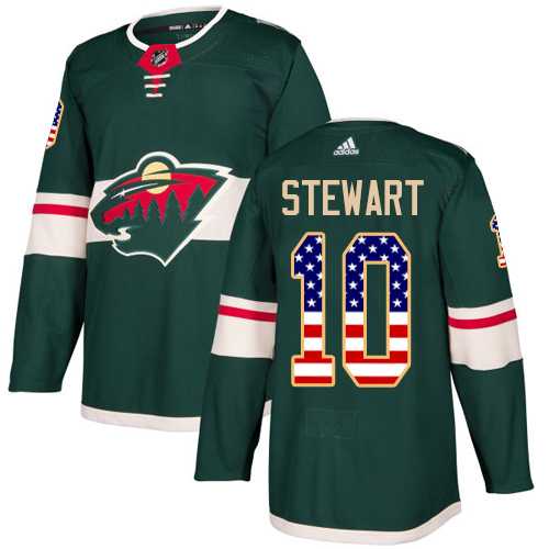 Youth Adidas Minnesota Wild #10 Chris Stewart Green Home Authentic USA Flag Stitched NHL Jersey