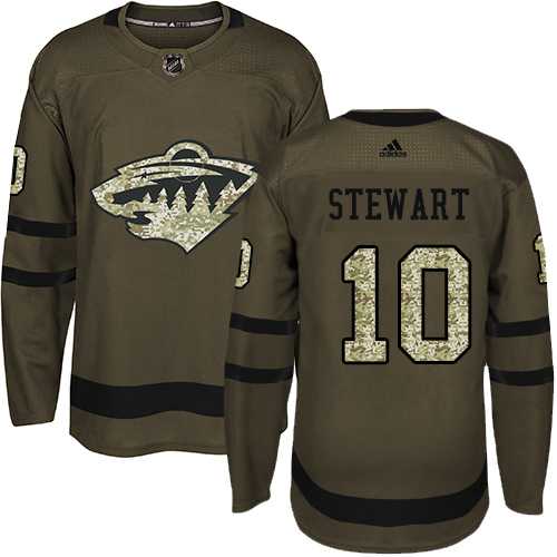 Youth Adidas Minnesota Wild #10 Chris Stewart Green Salute to Service Stitched NHL