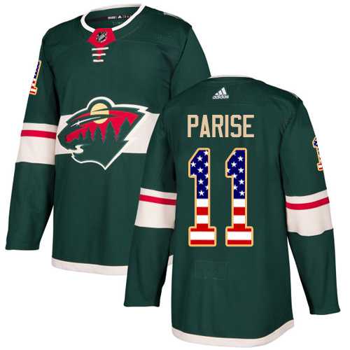 Youth Adidas Minnesota Wild #11 Zach Parise Green Home Authentic USA Flag Stitched NHL Jersey