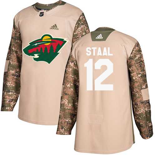 Youth Adidas Minnesota Wild #12 Eric Staal Camo Authentic 2017 Veterans Day Stitched NHL Jersey