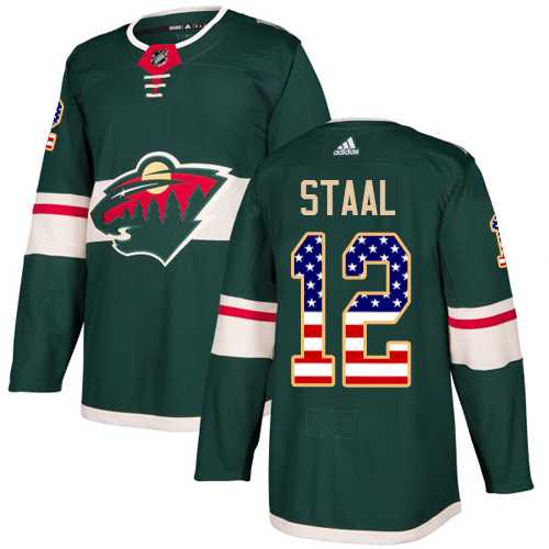 Youth Adidas Minnesota Wild #12 Eric Staal Green Home Authentic USA Flag Stitched NHL Jersey