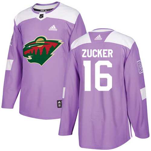 Youth Adidas Minnesota Wild #16 Jason Zucker Purple Authentic Fights Cancer Stitched NHL Jersey